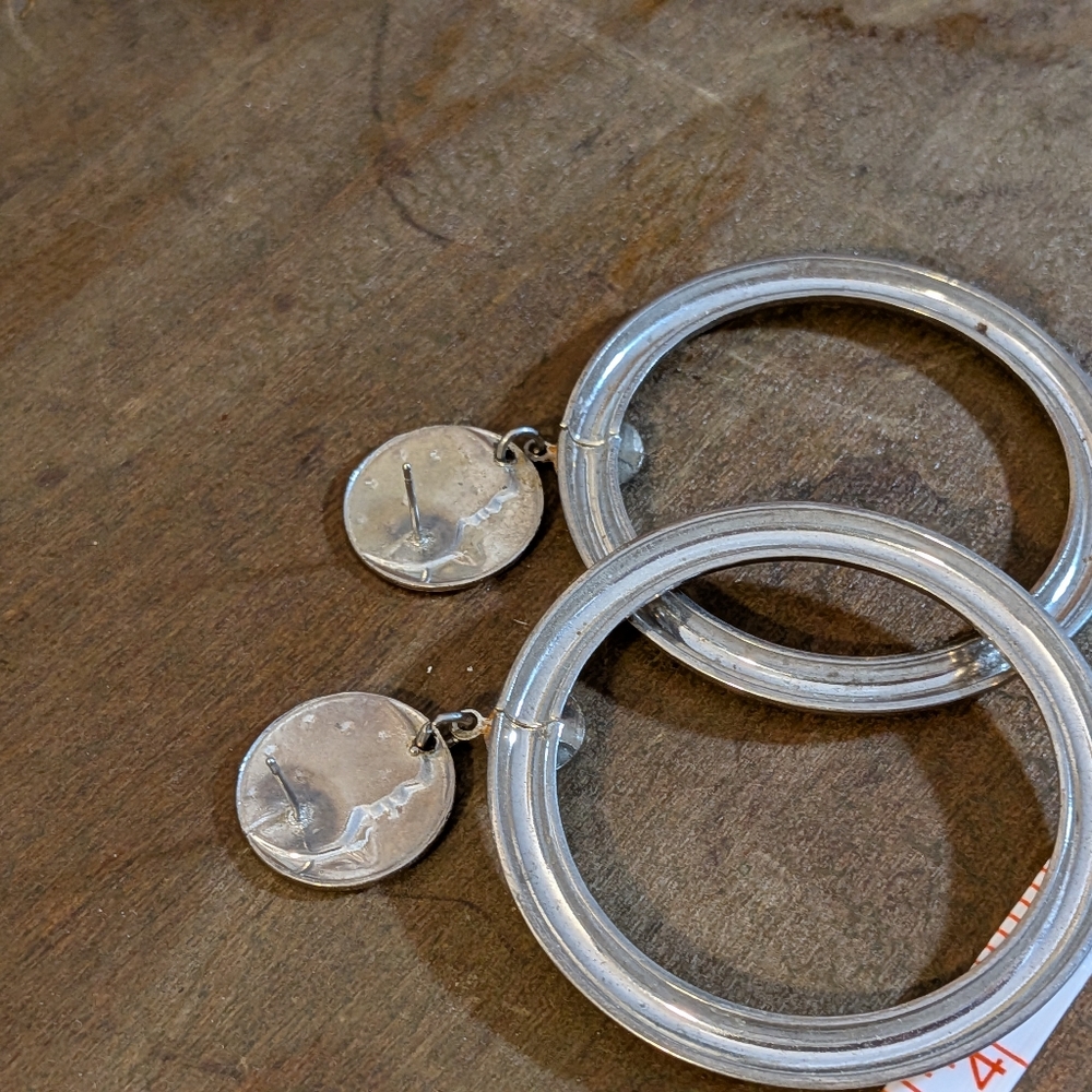 ❄️Vintage Moon & Stars Silver Hoop Earrings - Picture 5 of 6